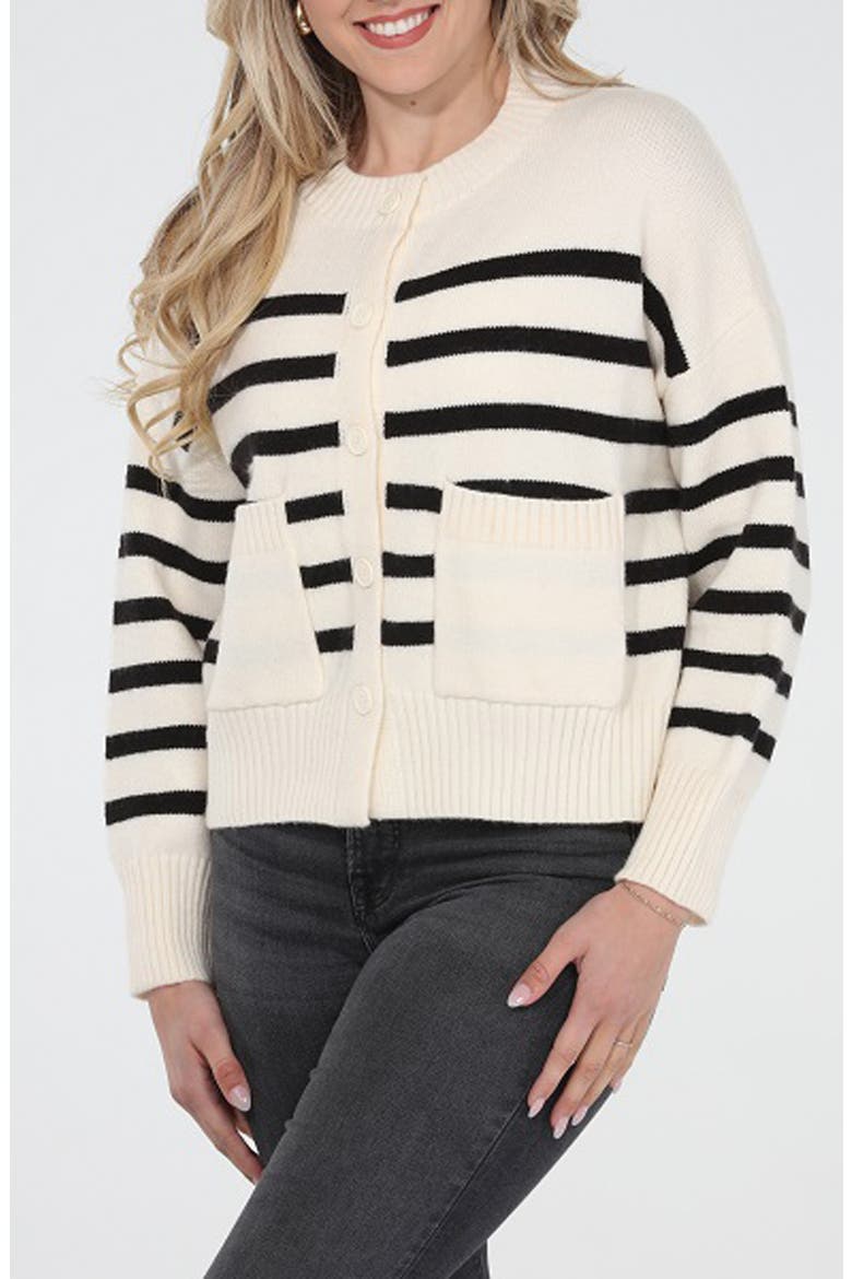 Stripe Knit Cardigan, Main, color, IVORY