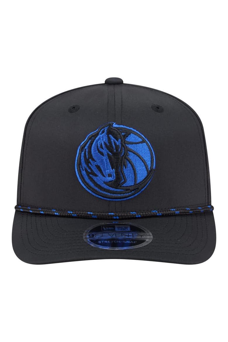 Men's New Era Black Dallas Mavericks Sport Rope Vented Stretch-Snap 9SEVENTY Hat, Alternate, color, Black