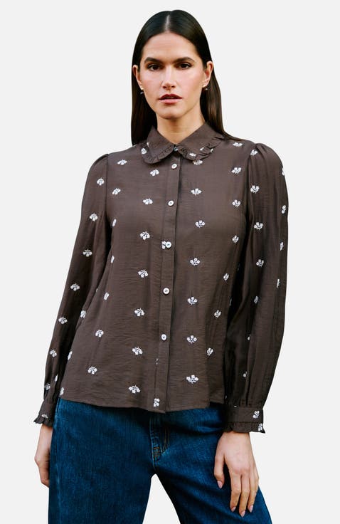Viscose Daisy Embroidered Shirt