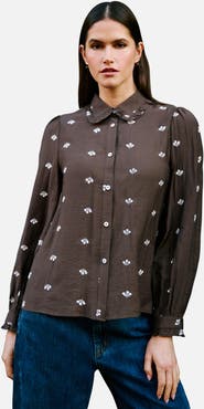 Yumi Viscose Daisy Embroidered Shirt