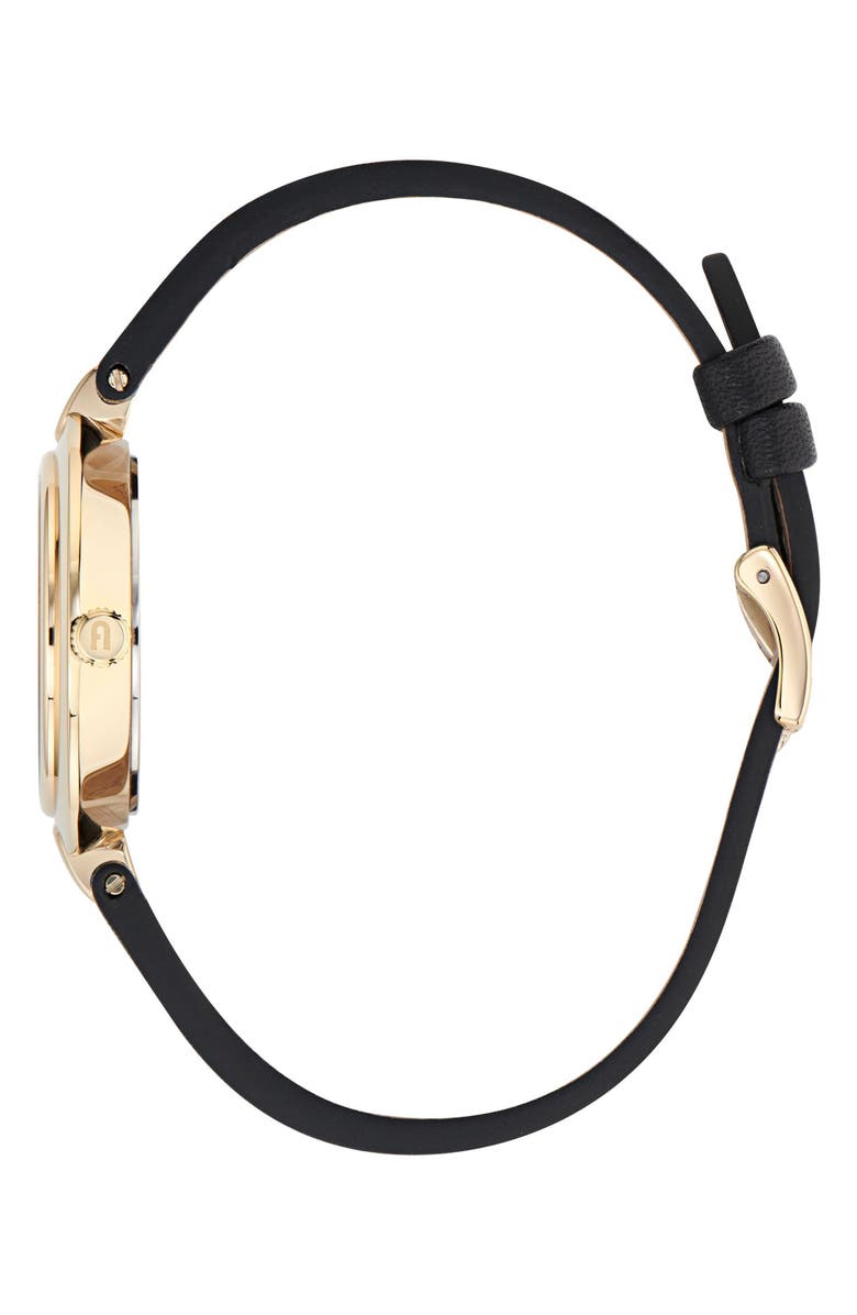 Furla Heritage Leather Strap Watch, 34mm, Alternate, color, Yellow Gold