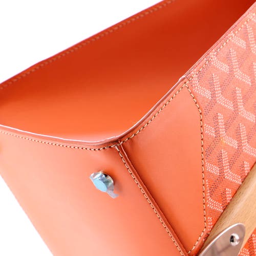 Pre-owned Goyard  Goyard Saigon Top Handle Bag Coated Canvas With Leather Mm In Orange