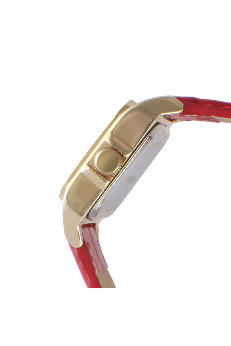 Status Square Crystal Bezel Leather Watch - 34x24MM, Alternate, color, Red