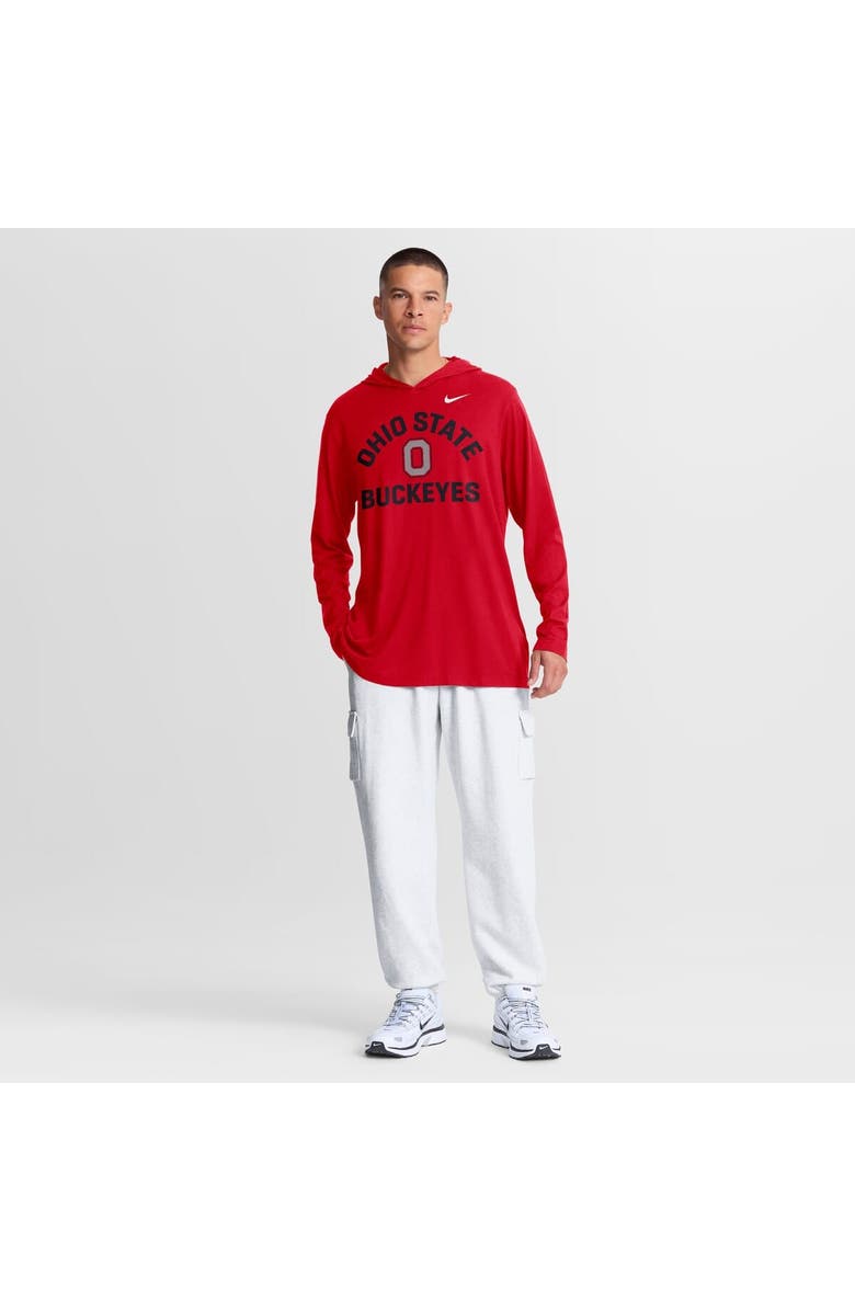 Nike Men's Nike Scarlet Ohio State Buckeyes Primetime Arch Tri-Blend Dri-FIT Long Sleeve Hooded T-Shirt, Alternate, color, Scarlet