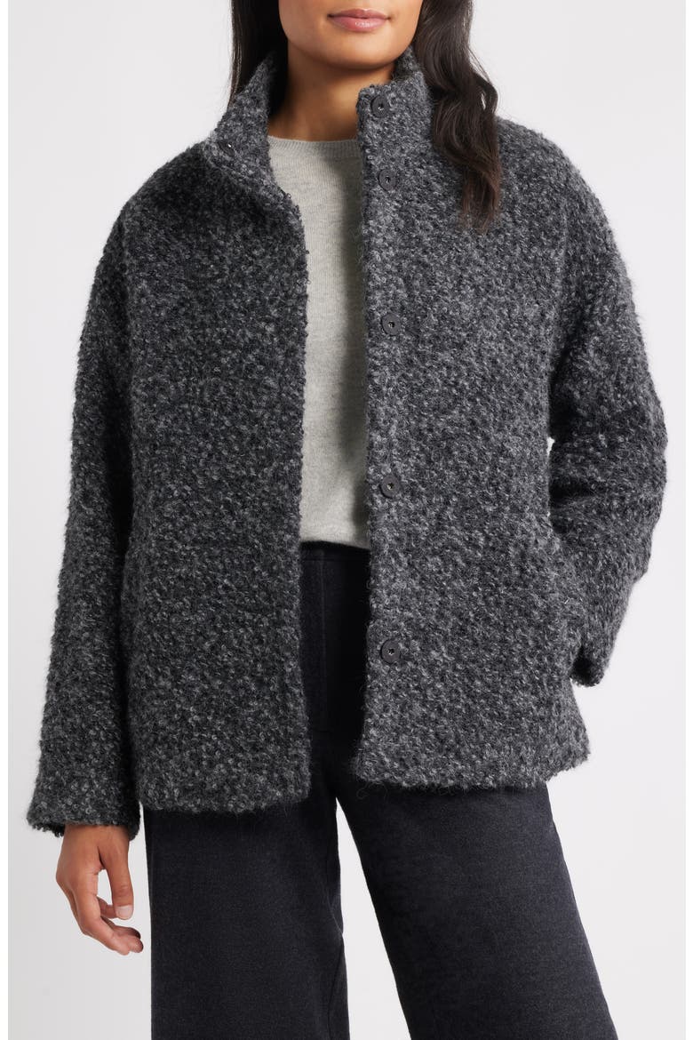 Alpaca & Wool Blend Faux Shearling Short Coat, Main, color, CHASH