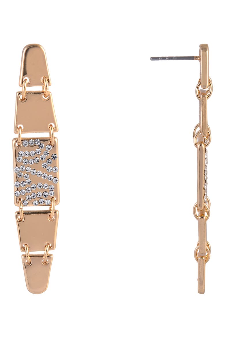 Pavé Crystal Linear Drop Earrings, Alternate, color, GOLD