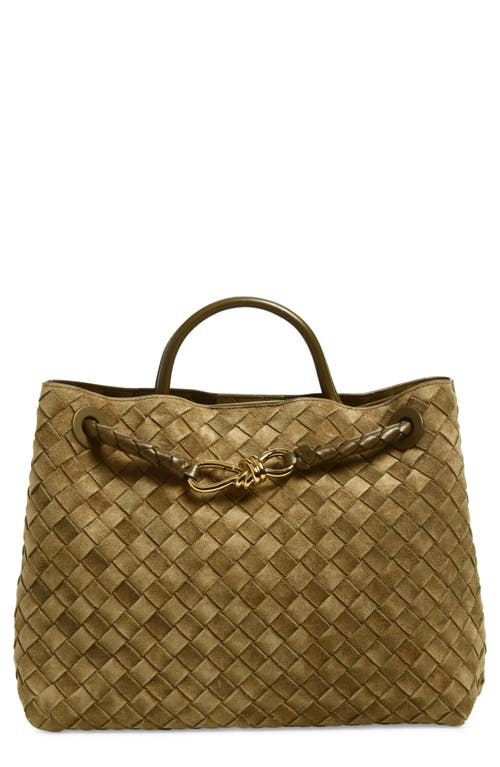Bottega Veneta Medium Andiamo Intrecciato Suede Shoulder Bag In Brown