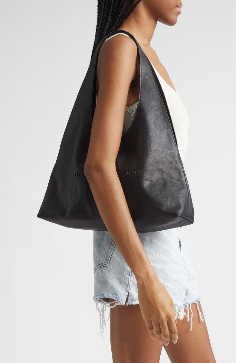 Alexander Wang Medium Pike Leather Hobo Bag, Alternate, color, Black