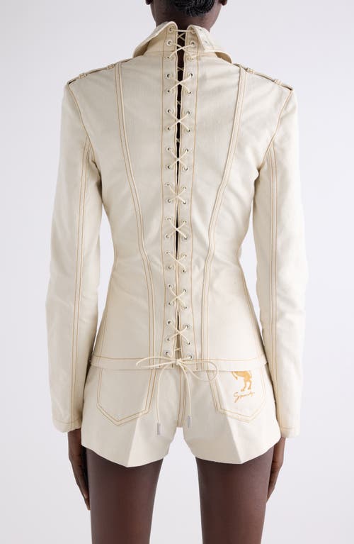 Givenchy Lace-up Back Denim Jacket In Ecru