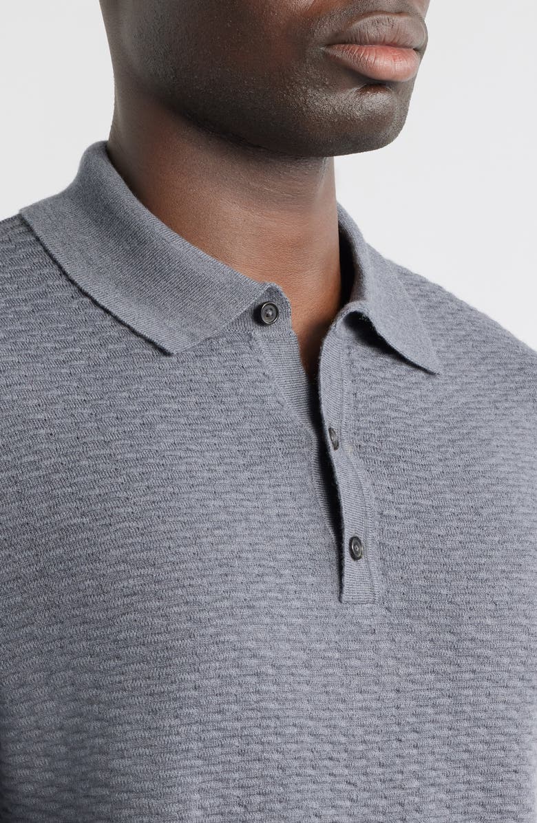 BOSS Diluigi Long Sleeve Virgin Wool Blend Polo Sweater, Alternate, color, Grey