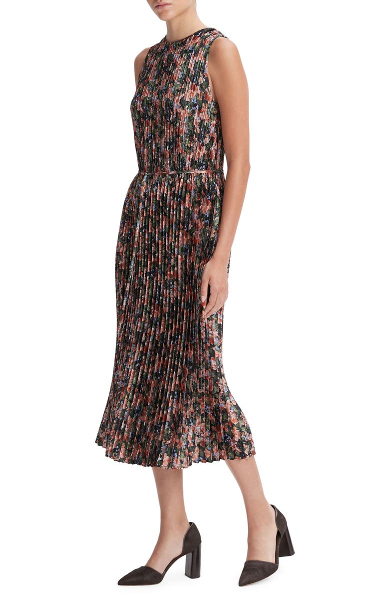 Vince Wild Primrose Pleat Tie Waist Midi Dress, Alternate, color,