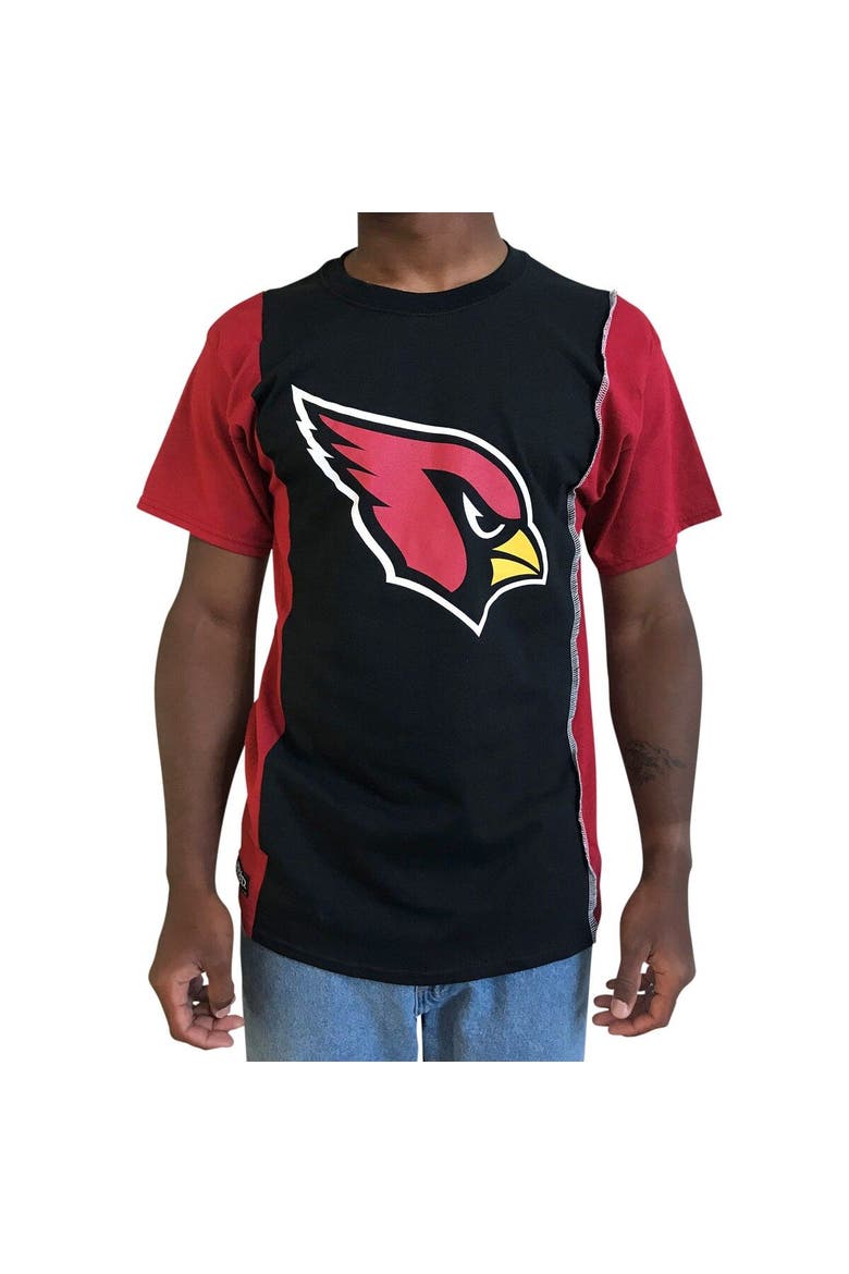 Men's Refried Apparel Black/Cardinal Arizona Cardinals Sustainable Upcycled Split T-Shirt, Alternate, color, Black