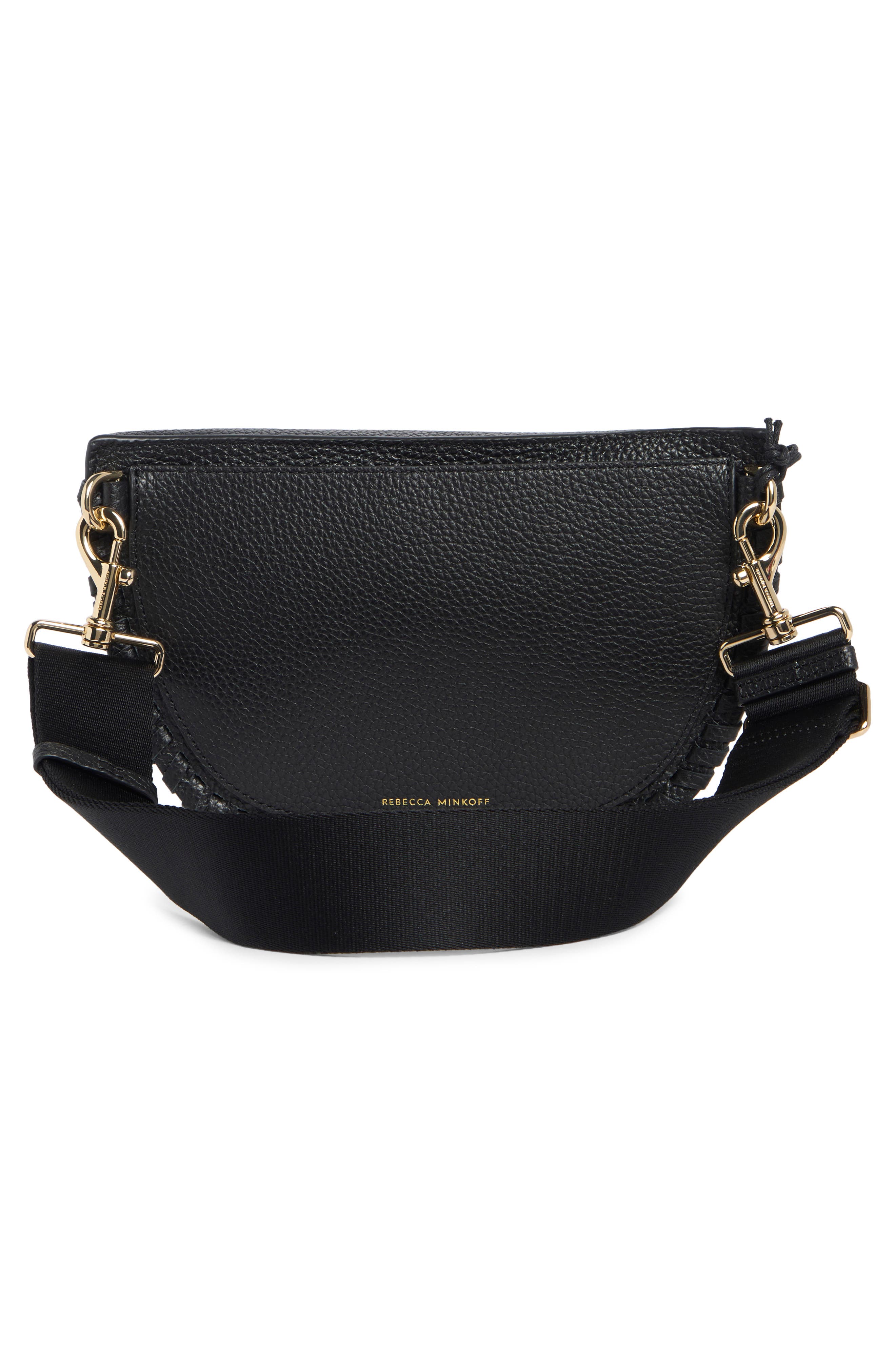 Rebecca Minkoff Darren Whipstitch Leather Belt Bag, Alternate, color, Black