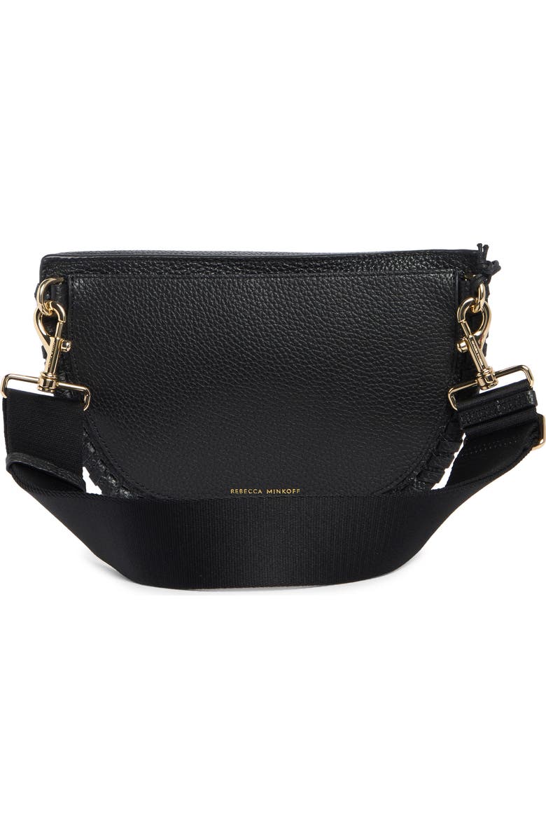 Rebecca Minkoff Darren Whipstitch Leather Belt Bag, Alternate, color, Black