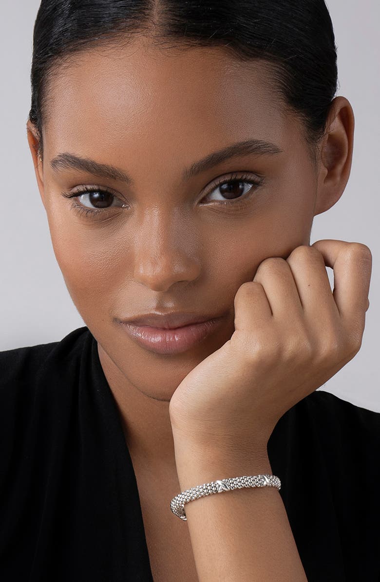 LAGOS Three-Station X Caviar Bracelet, Alternate, color, Sterling Silver