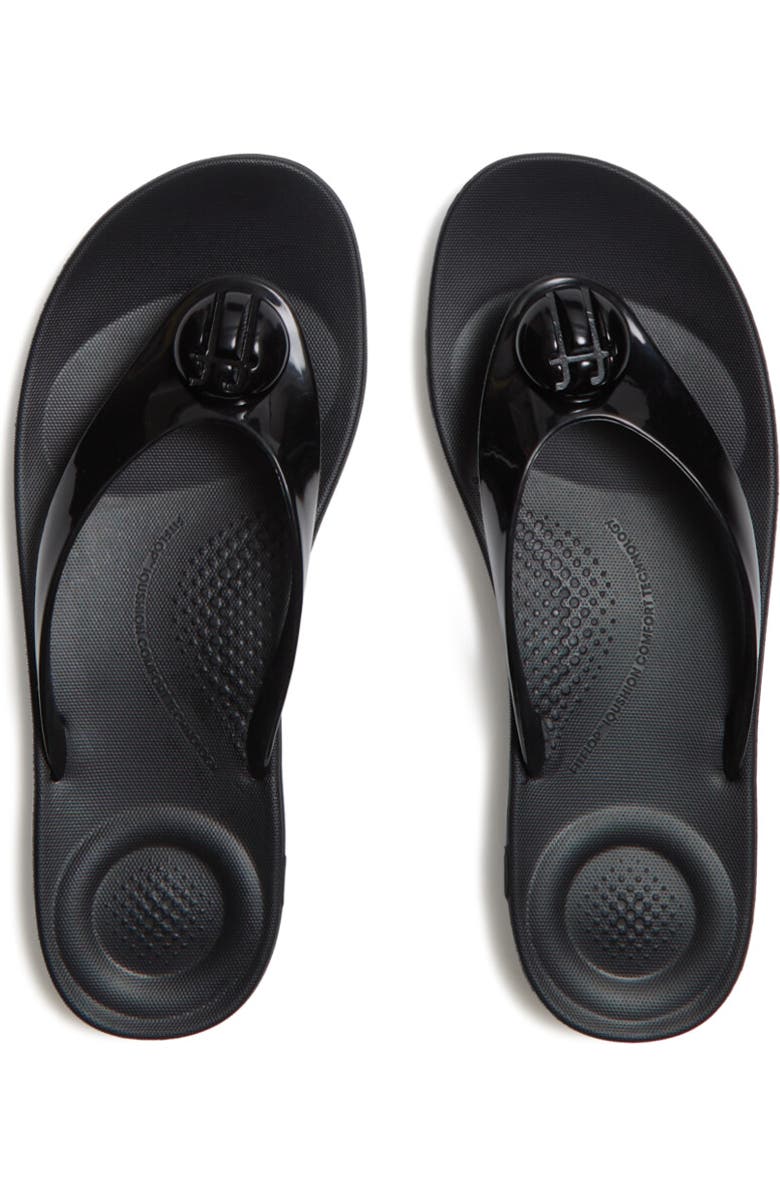 FitFlop Iqushion Glossy Flip-Flops, Alternate, color, Black