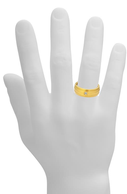 Geoffrey Beene Brushed Stainless Steel Cubic Zirconia Band Ring