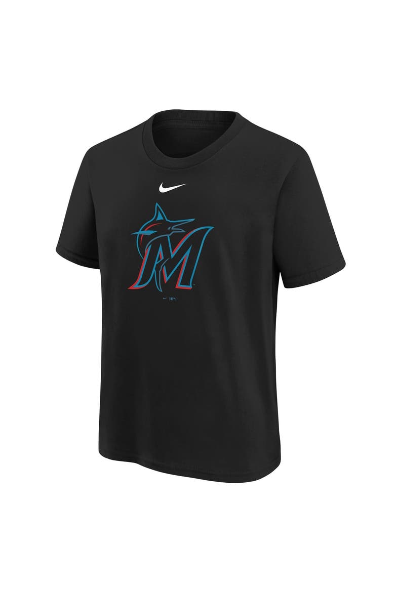 Youth Nike  Black Miami Marlins Large Logo T-Shirt, Alternate, color, Black