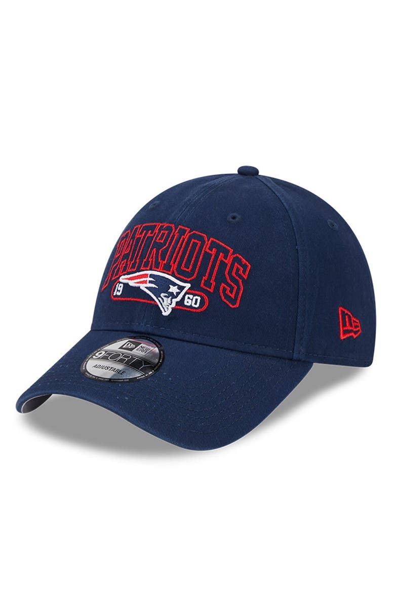 New Era Men's New Era Navy New England Patriots Outline 9FORTY Snapback Hat, Main, color, 