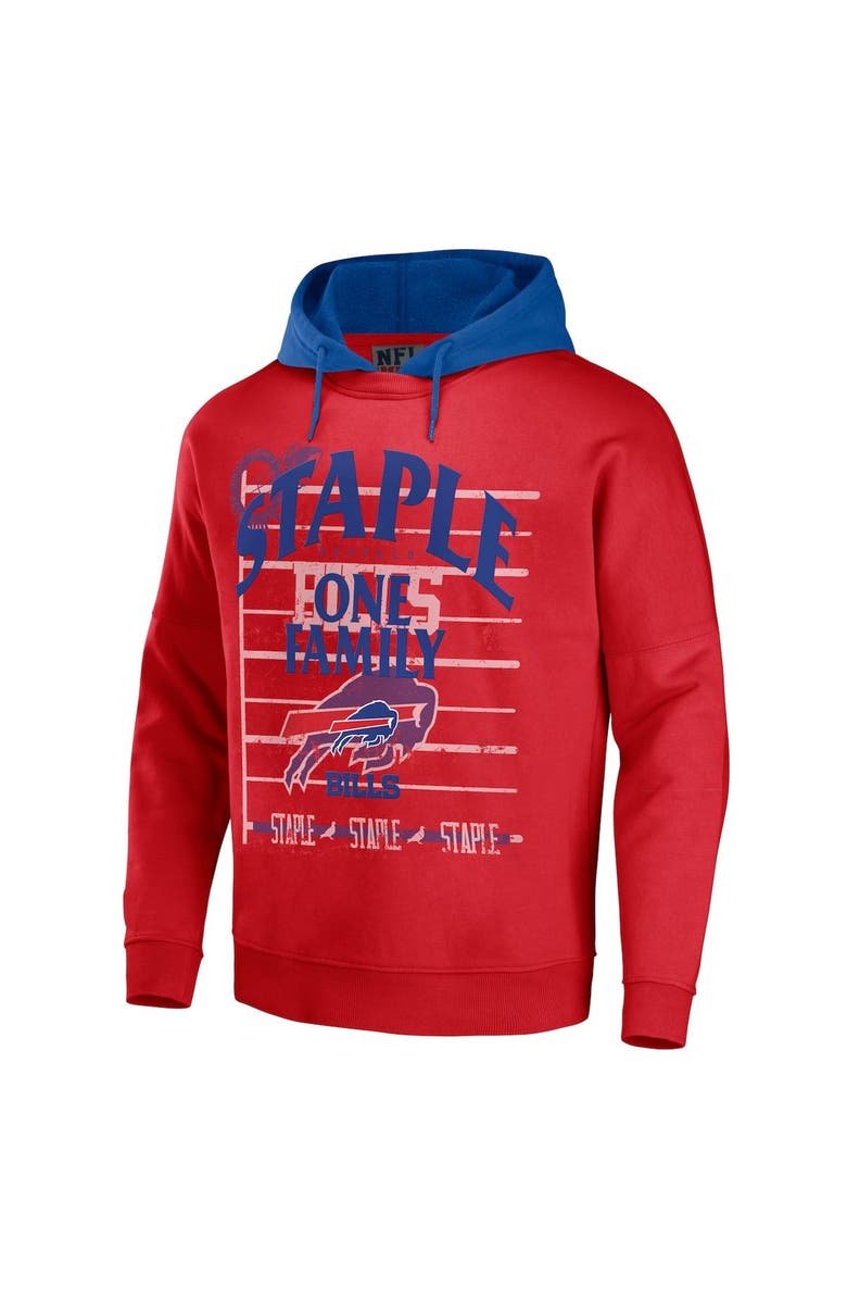 STAPLE Men's NFL x Staple Red Buffalo Bills Throwback Vintage Wash Pullover Hoodie, Alternate, color,
