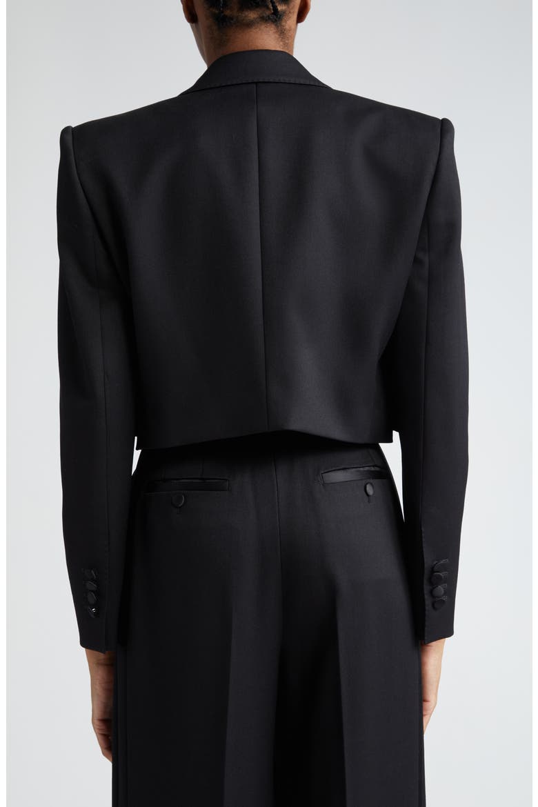 Wool Blend Crop Tuxedo Jacket, Alternate, color, NERO