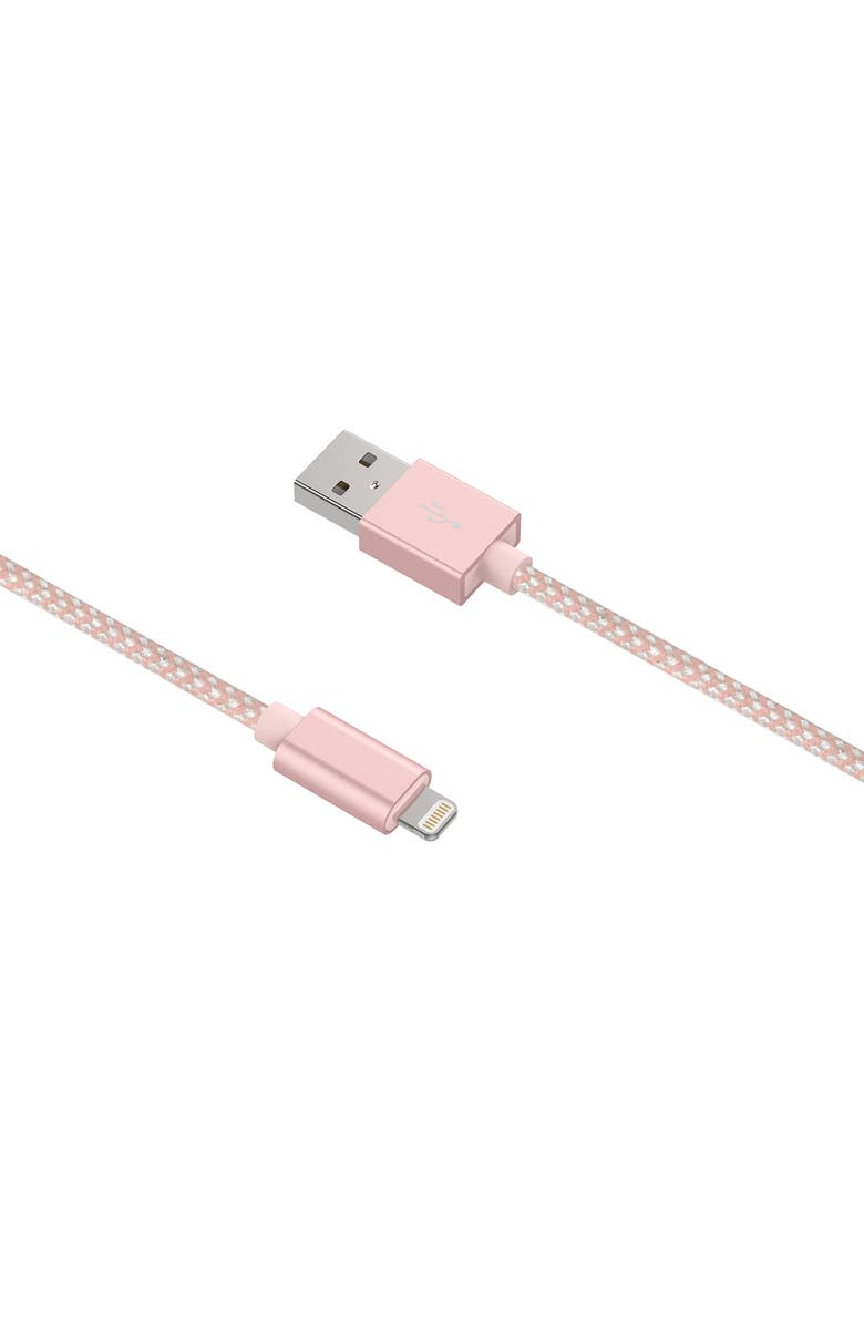 The Posh Tech POSH TECH MFI Certified Rose Gold Braided Lightning to USB Charge & Sync Cable for iPhone - 6ft., Alternate, color, Rose Gold With White