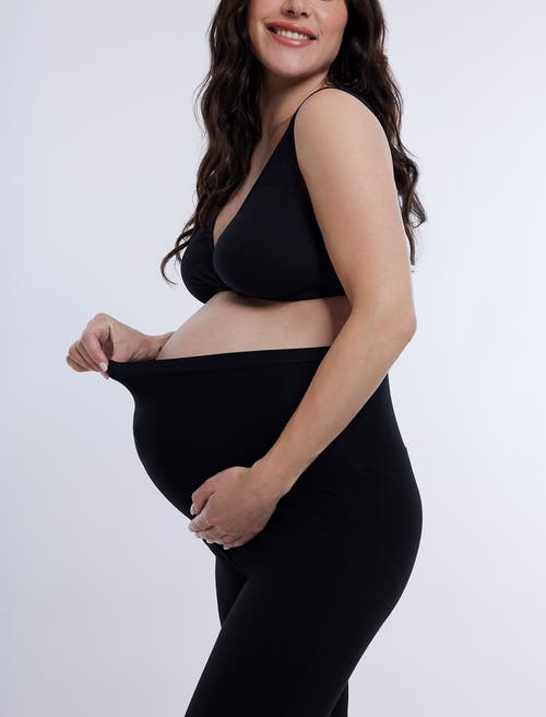 Motherhood Maternity Secret Fit Over The Belly Full Length Flare Leggings In Black