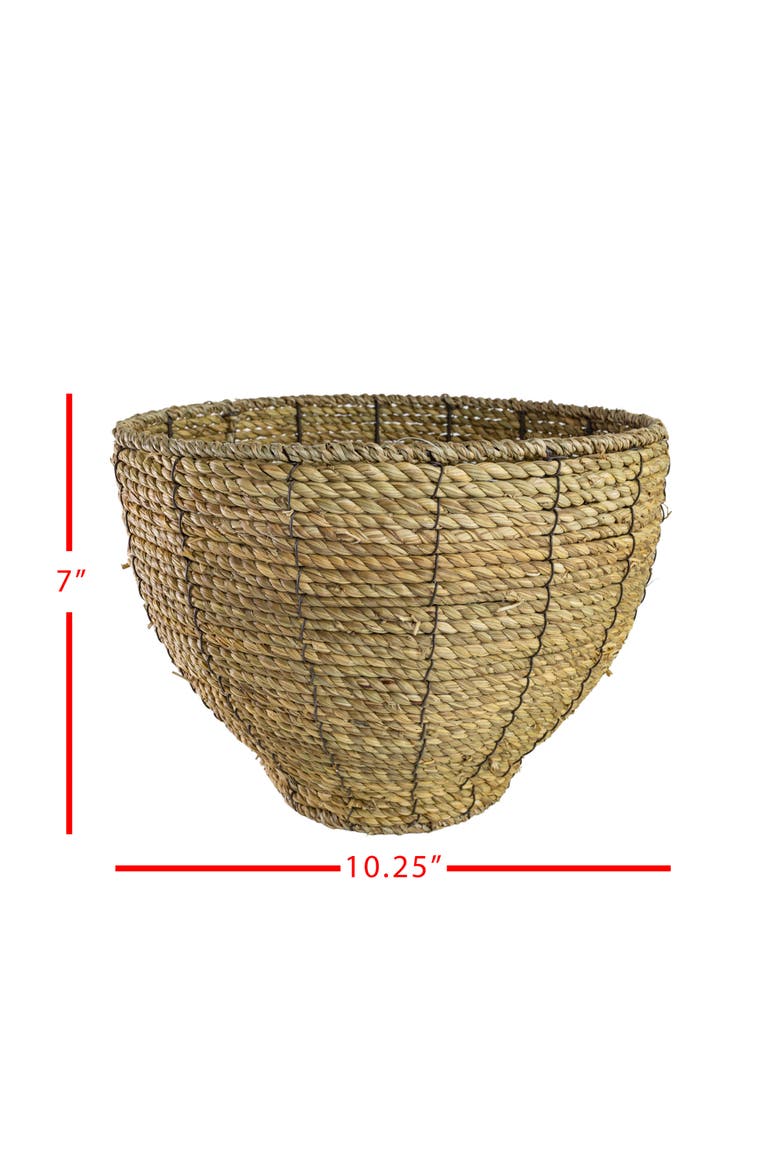 Small Dry Basket Planter Seagrass & Metal, Alternate, color, Brown