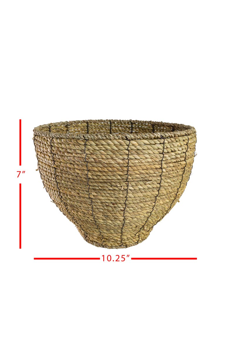 Foreside Home and Garden Small Dry Basket Planter Seagrass & Metal, Alternate, color, Brown