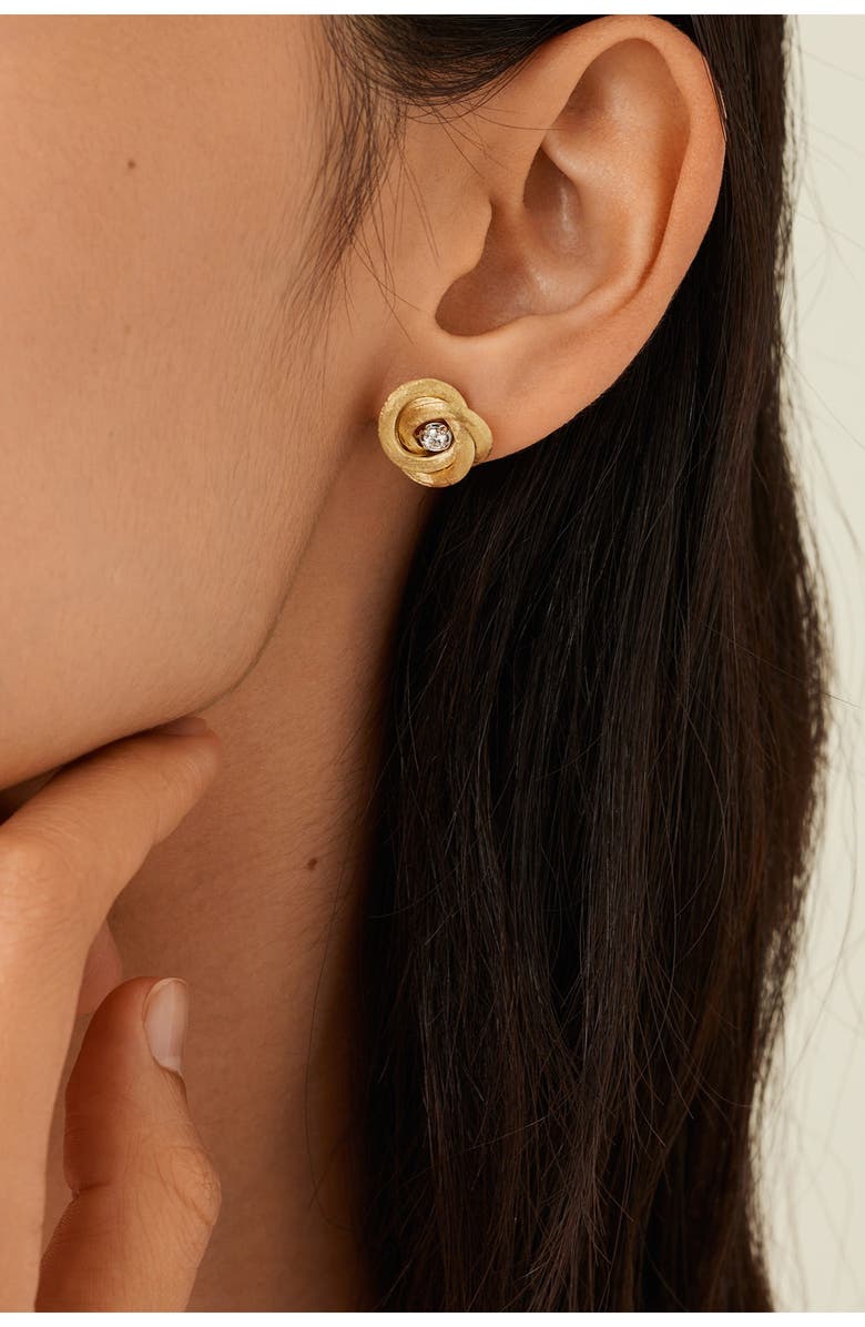 Marco Bicego Jaipur Diamond Stud Earrings, Alternate, color, Yellow Gold