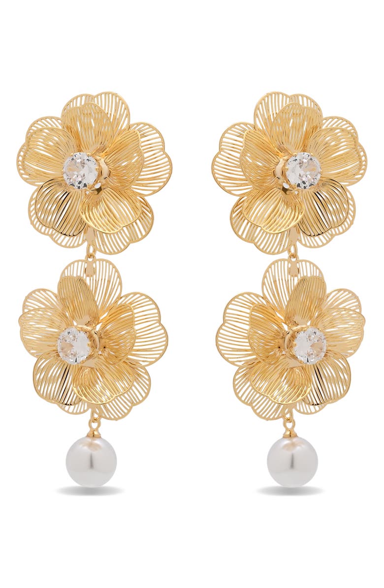 EYE CANDY LOS ANGELES Solana Bloom Faux Pearl Drop Earrings, Alternate, color, Gold