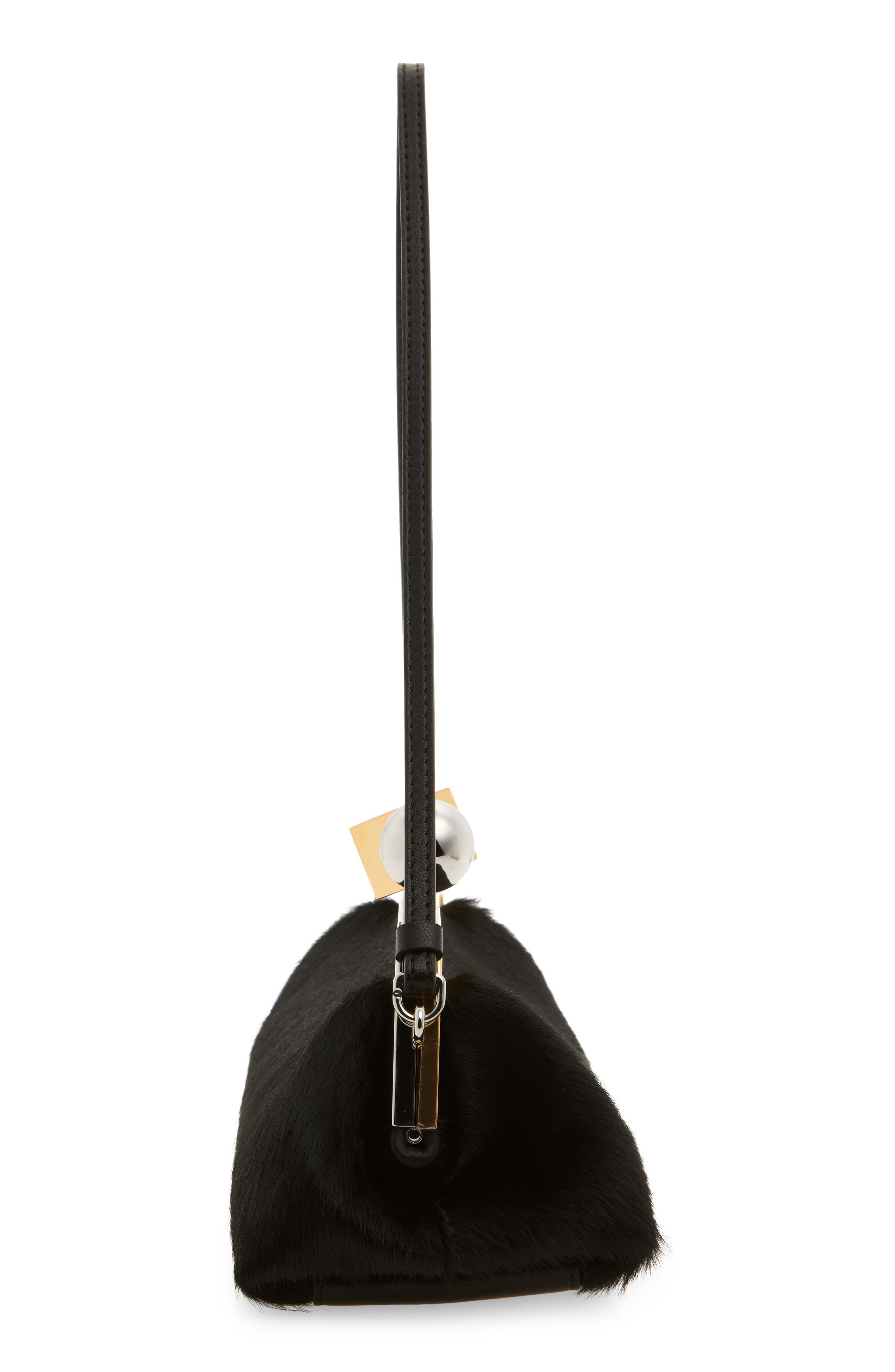 Jacquemus La Pochette The Salon Genuine Calf Hair Shoulder Bag, Alternate, color, Black