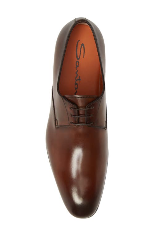 Santoni Induct Plain Toe Derby In Brown
