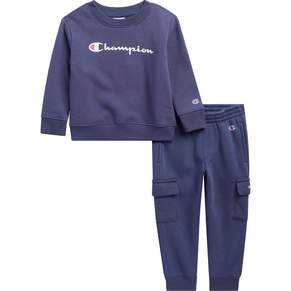 Champion Graphic Pullover & Cargo Joggers Set In Blue