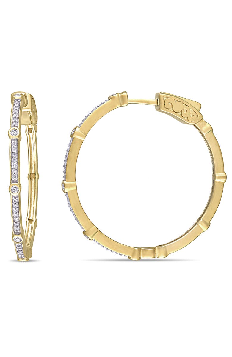 Julianna B. Diamond Station Hoop Earrings 10k Yellow Gold, Main, color, 