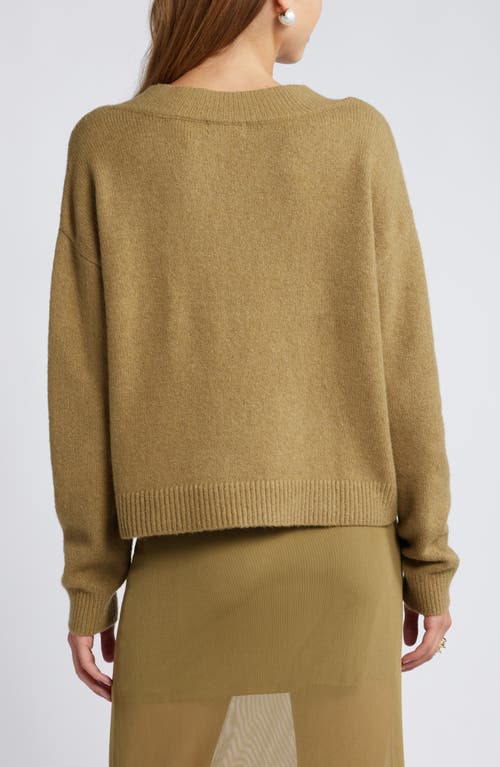Open Edit V-neck Sweater In Olive Brine