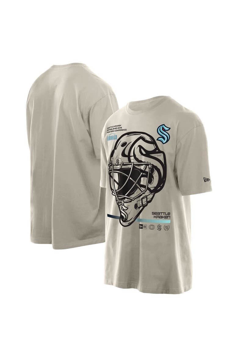 Men's New Era Tan Seattle Kraken Goalie Mask T-Shirt, Alternate, color, Tan