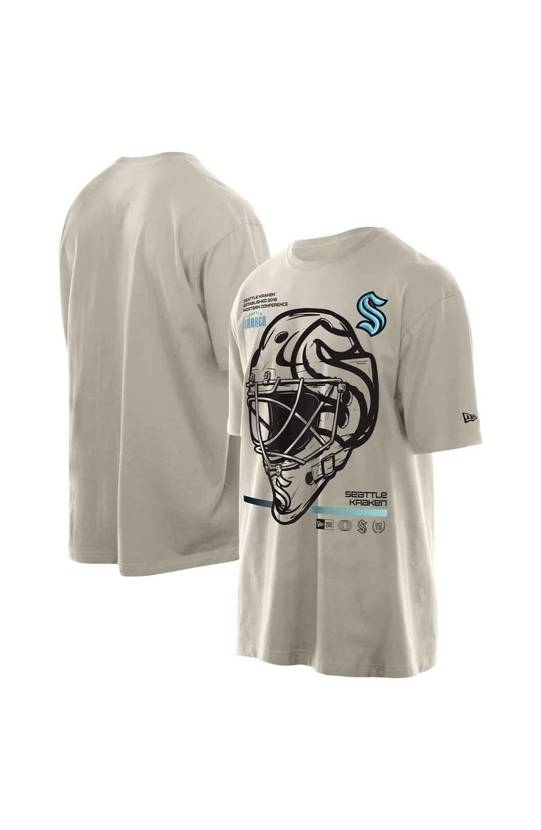 New Era Men's New Era Tan Seattle Kraken Goalie Mask T-Shirt, Alternate, color, Tan