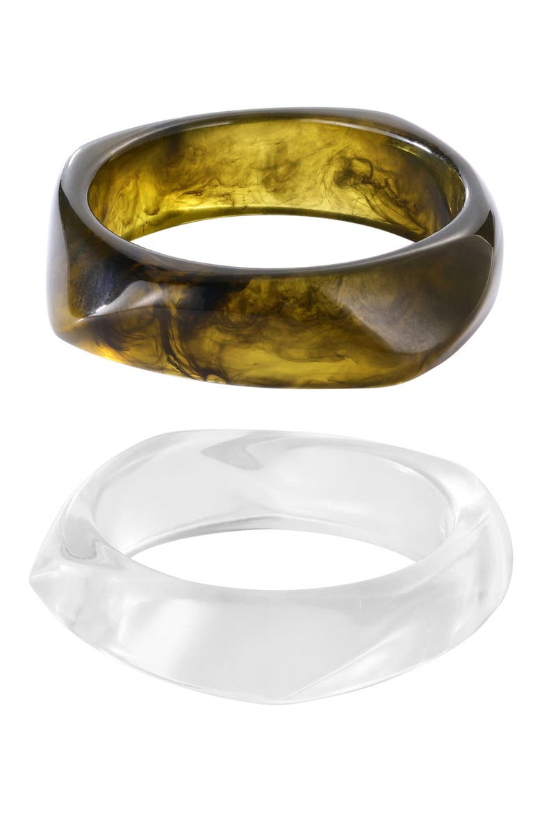 Set of 2 Acrylic Bangle Bracelets, Main, color, BROWN