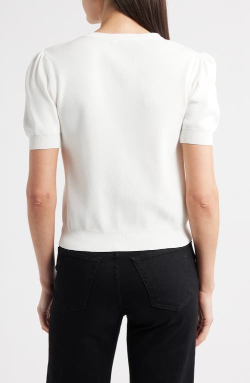 Zoe And Claire Short Sleeve Bow Cardigan In White
