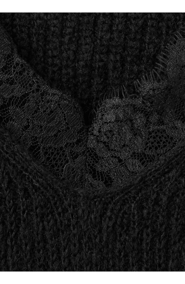 MANGO Lace Trim Rib Sweater, Alternate, color,