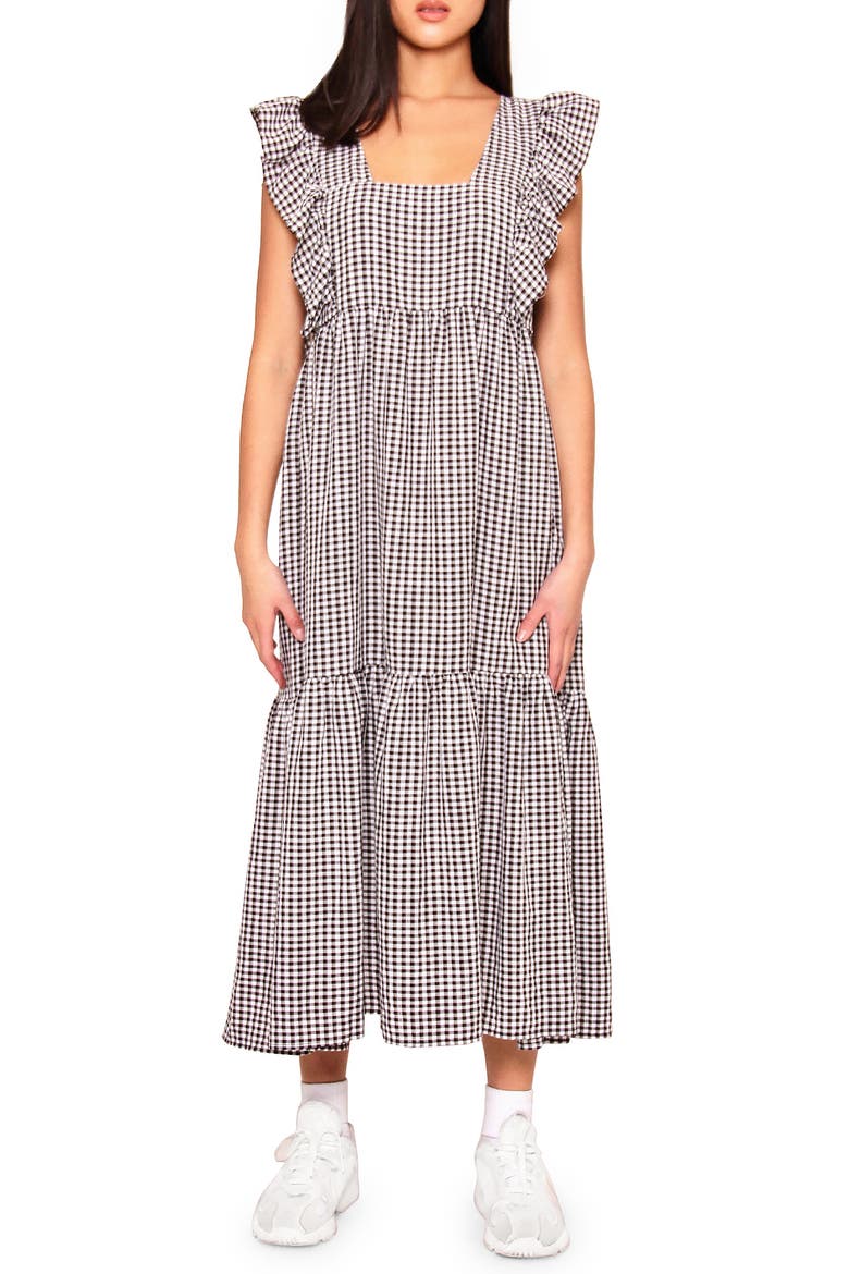 Wendy Gingham Sundress, Main, color, BLACK / WHITE