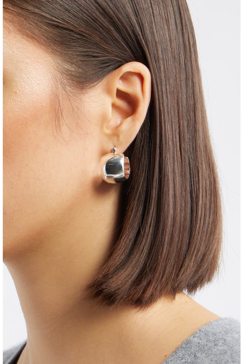 Wide Huggie Hoop Earrings, Alternate, color, SILVER