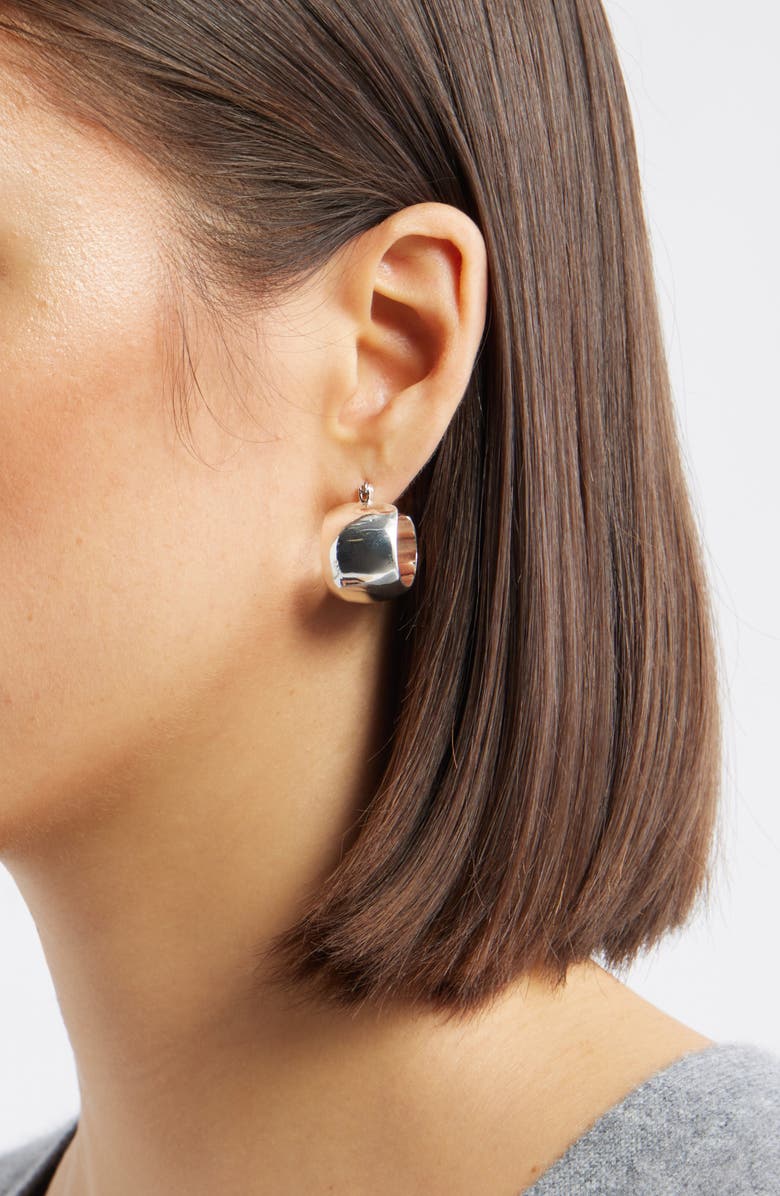 Nordstrom Wide Huggie Hoop Earrings, Alternate, color, Silver