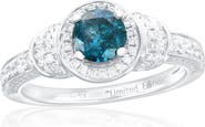 SOUZANA by Suzy Levian 14K White Gold 0.60ct Blue Diamond & 0.49cttw Diamond Ring