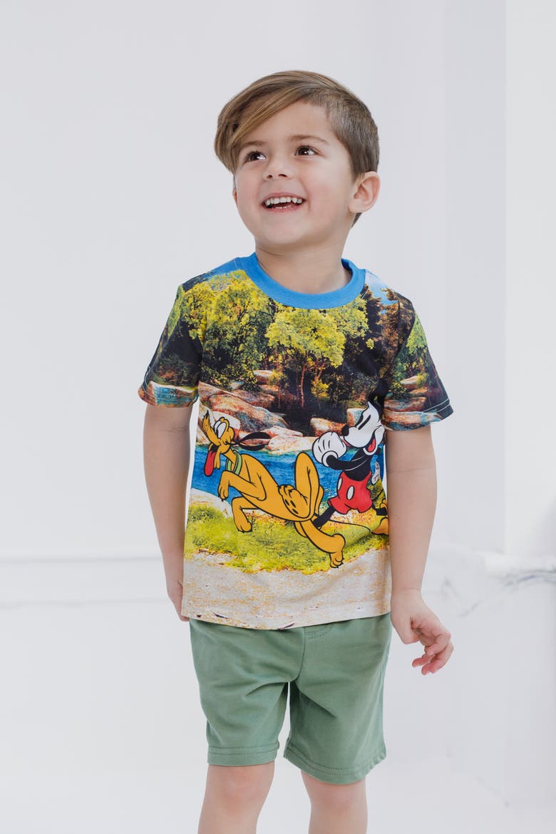 Mickey Mouse Boys' 2-Piece T-Shirt and Shorts Set, Alternate, color, Green Mickey Pluto