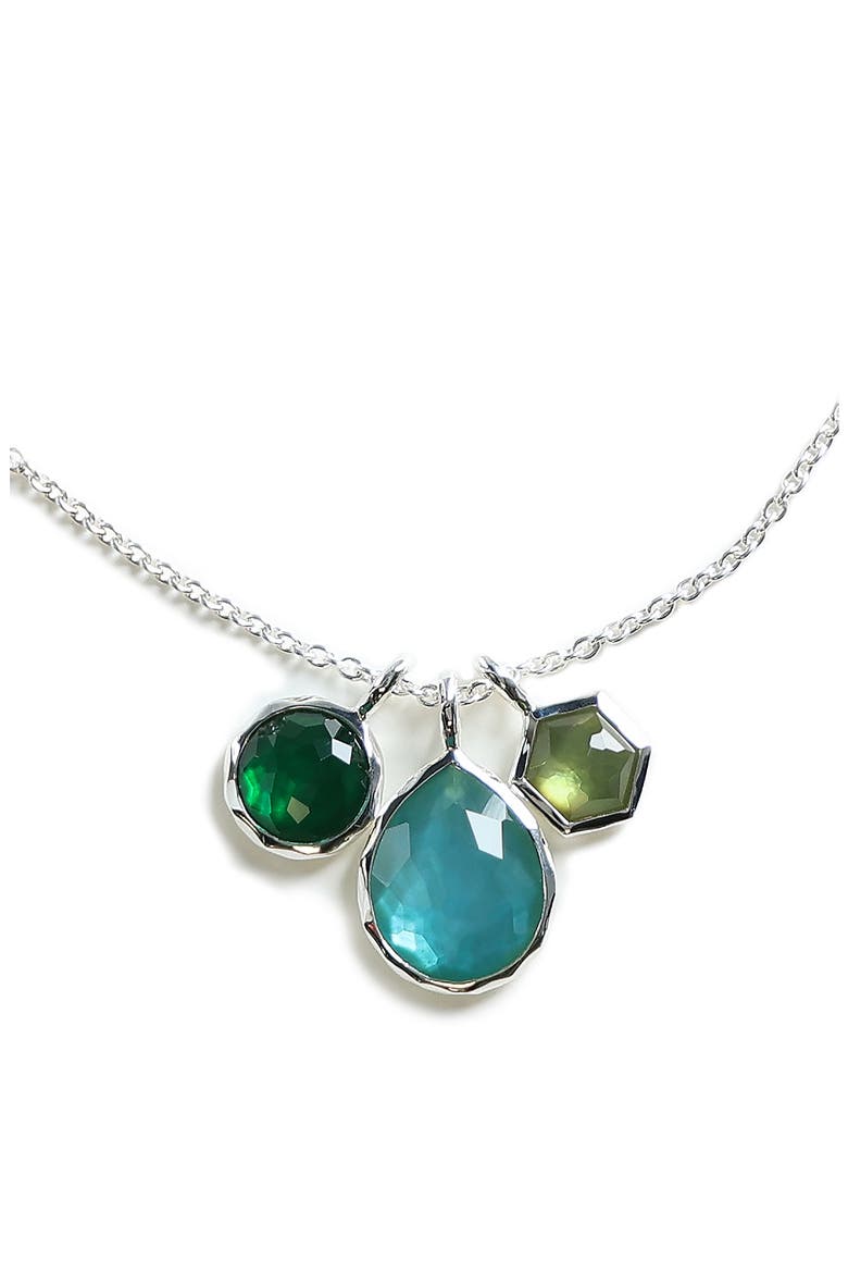 Wonderland 3-Stone Charm Necklace, Alternate, color, SMERALDO
