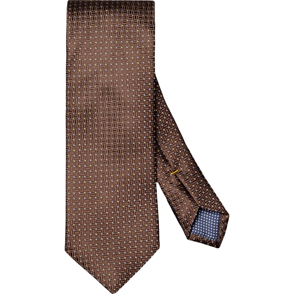 Eton Micro Geometric Silk Tie In Brown