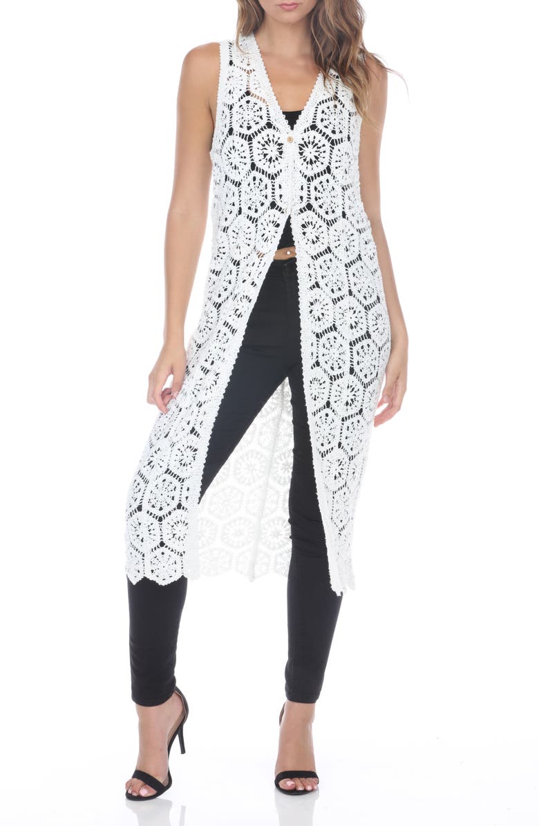 RAIN AND ROSE Crochet Duster Vest, Main, color, 
