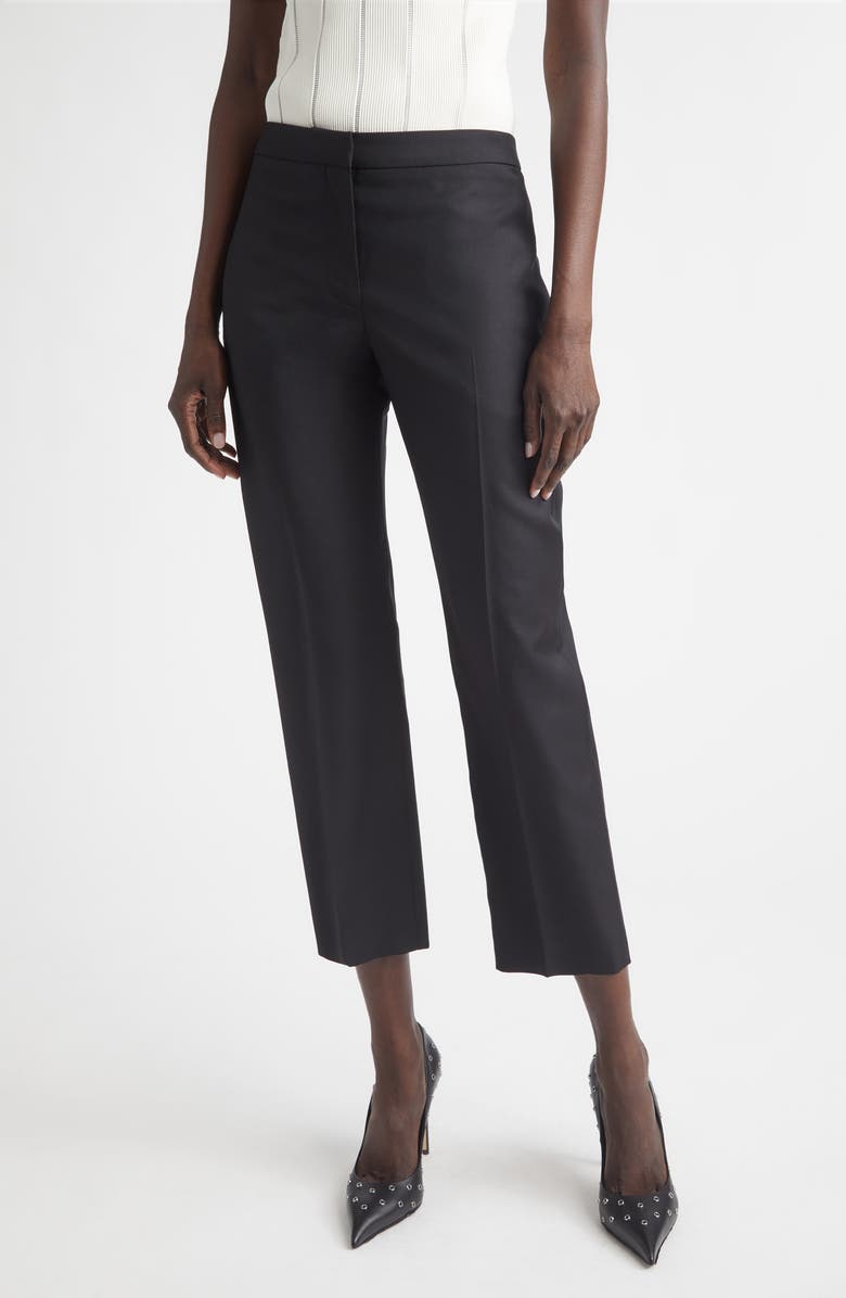 McQueen Wool Cigarette Trousers, Main, color, Black